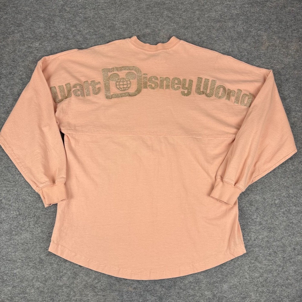 Disney‎ Parks Spirit Jersey Long Sleeve Cotton Gold Glitter Pink Womens Small S